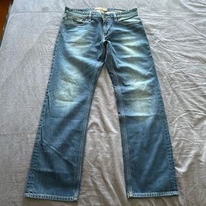 Mens Guess Lincoln Slim Straight Jeans Blue Mid Wash 33